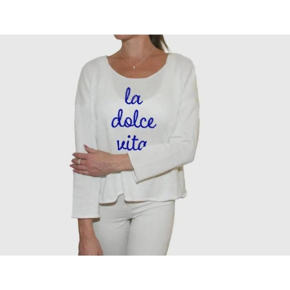 NEW TOSS DESIGNS la dolce vita knit sweater in white
